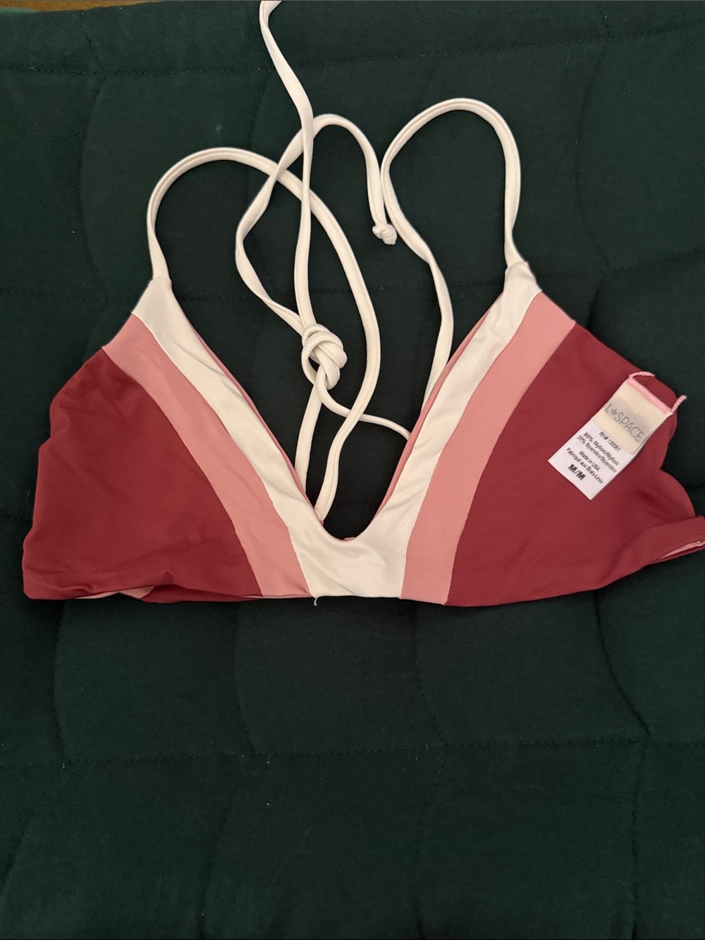 Colorblock Triangle Bikini Top - dark red/pink & Pink Lspace